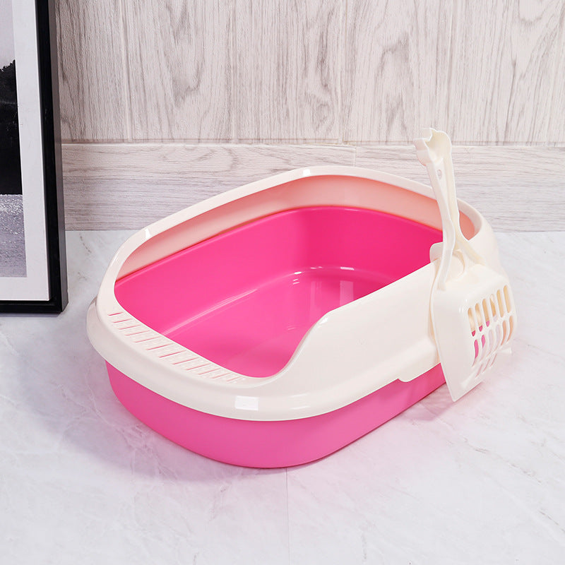 Semi-enclosed cat litter box