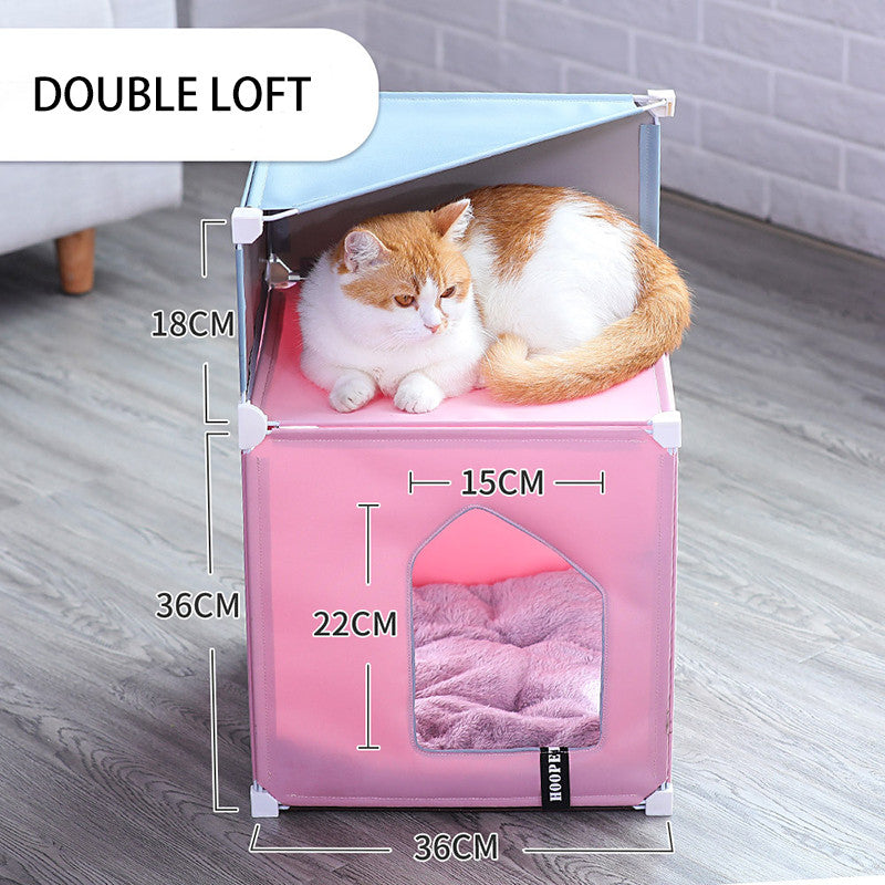 Warm Cat House Double Cat Villa Fully Enclosed