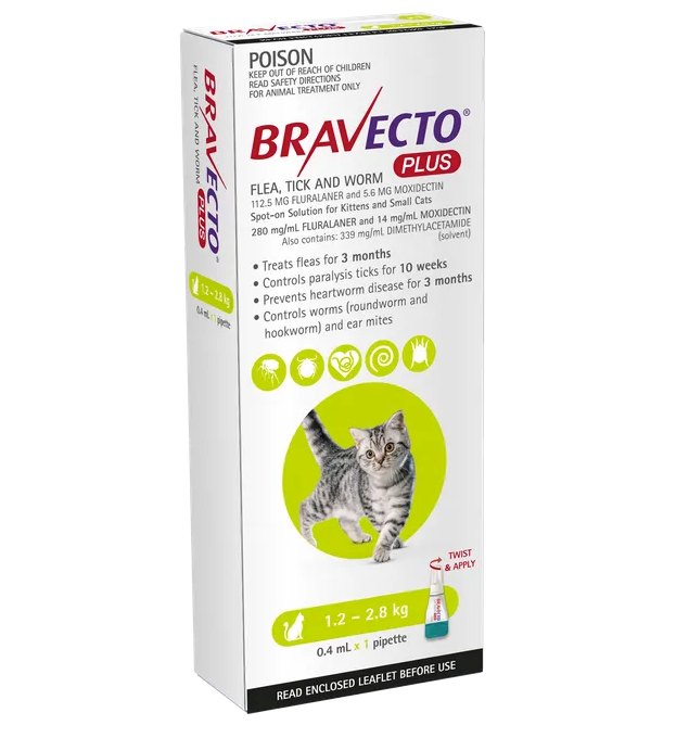 Bravecto plus cat 1.2-2.8kg