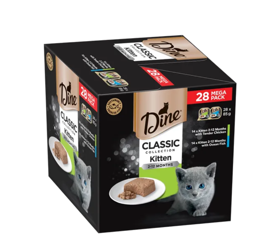 Dine classic collection kitten 2-12 months tender chicken and ocean fish