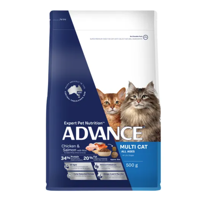 Advance adult multi cat food chicken & salmon